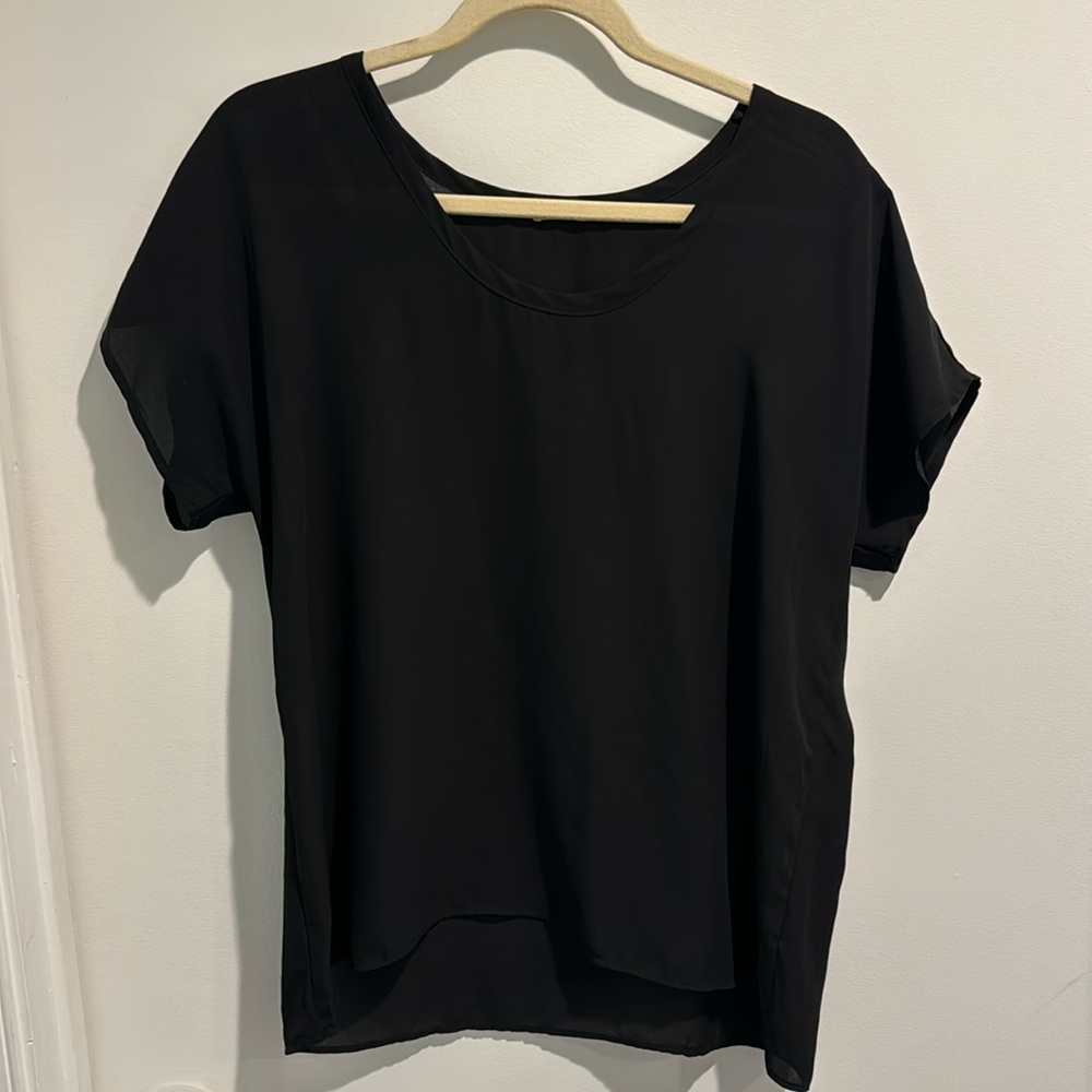 Soprano Black Short Sleeve Blouse Sz L